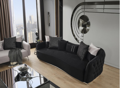 Four Seater Sofa 4 Seater Sofas Modern Design Fabric Polyester Black